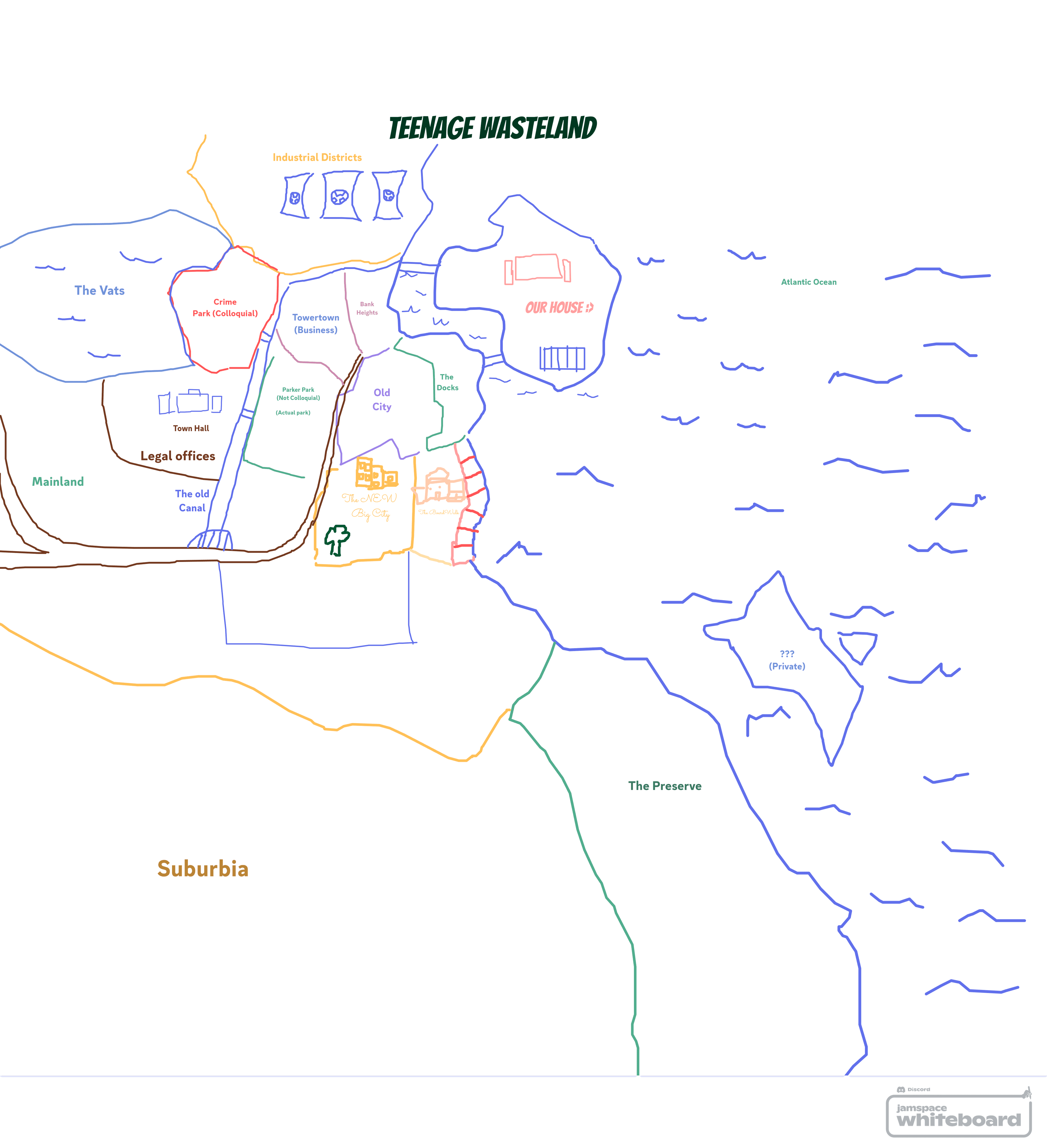 A crude map of the city of Brinelake.